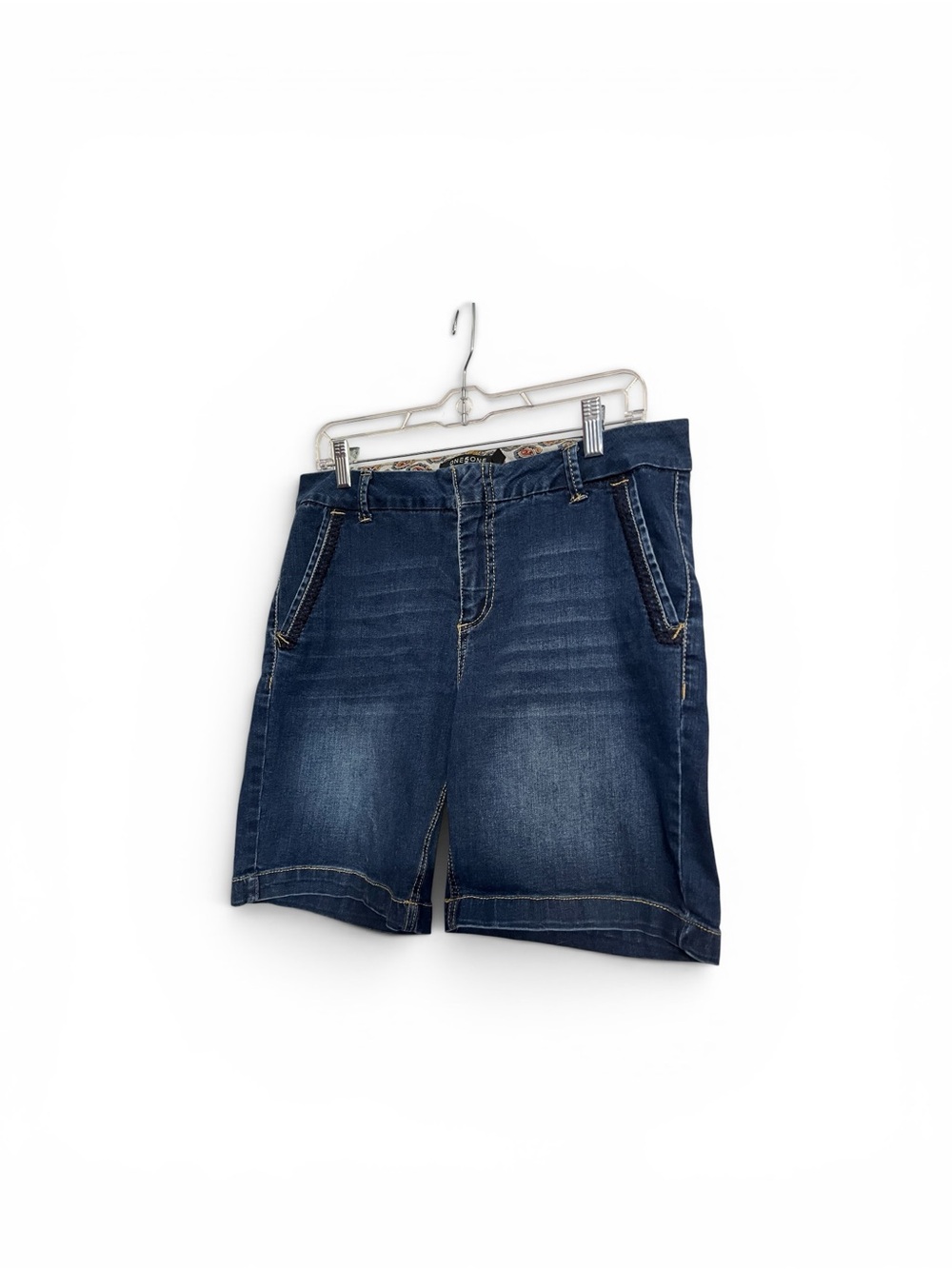 one 5 one Women's Dark Blue Denim Jean Shorts